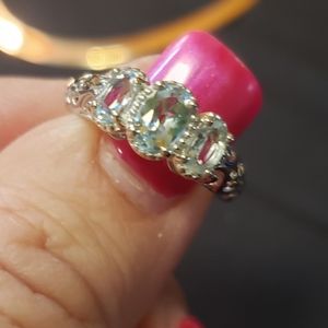Sz 5, Aquamarine Ring, 925 Sterling silver, 0.75 carats, NWT